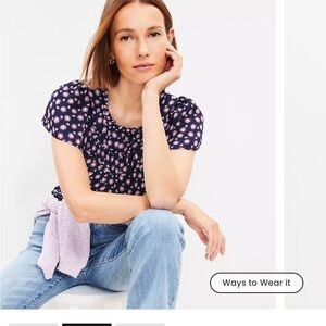 Loft - Beautiful and versatile yoked Navy Print Top PL